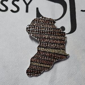 Sassy Jones Striped Africa Brooch in Brown and Gold